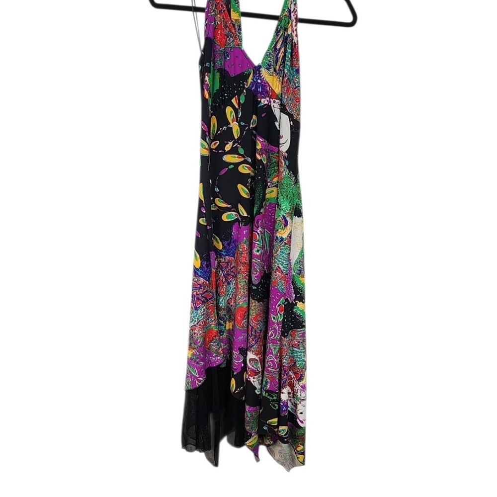 Janine Paris New York Abstract Print‎ Halter Maxi Dress Size L